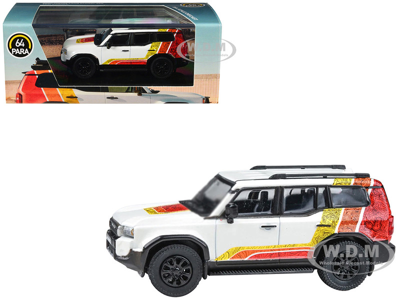 2024 Toyota Land Cruiser 250 Prado White with TRD Stripes 1/64 Diecast Model Car Paragon Models PA-55747