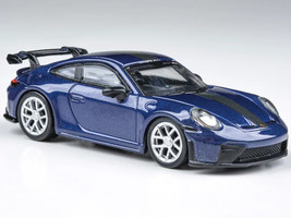 2025 Porsche 911 GT3 992 2 Gentian Blue Metallic with Carbon Stripe 1/64 Diecast Model Car Paragon Models PA-55875