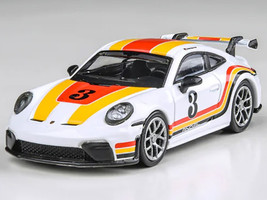 2025 Porsche 911 GT3 992 2 #3 Andial Livery White with Stripes 1/64 Diecast Model Car Paragon Models PA-55876