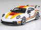 2025 Porsche 911 GT3 992 2 #3 Andial Livery White with Stripes 1/64 Diecast Model Car Paragon Models PA-55876