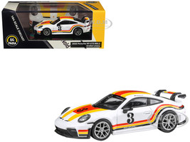 2025 Porsche 911 GT3 992 2 #3 Andial Livery White with Stripes 1/64 Diecast Model Car Paragon Models PA-55876