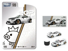 Toyota Pandem GR86 White with Carbon Hood Enigma Exclusive Edition 1/64 Diecast Model Car Pop Race PR64-PRE014