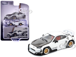 Toyota Pandem GR86 White with Carbon Hood Enigma Exclusive Edition 1/64 Diecast Model Car Pop Race PR64-PRE014