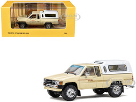 Toyota XtraCab SR5 4x4 Pickup Truck Beige with White Camper Shell DiecastTalk Exclusive Limited Edition to 1008 pieces Worldwide 1/64 Diecast Model Car GCD DTG0020-BEI