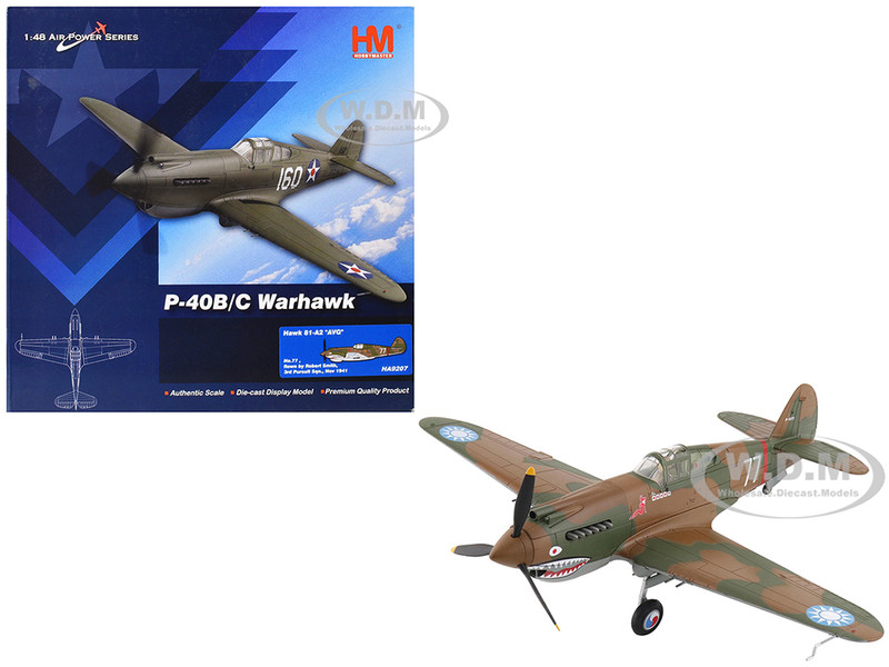 Curtiss P 40B Hawk 81 A2 Fighter-Bomber Aircraft No 77 Robert Smith 3rd Pursuit Squadron 1941 American Volunteer Group in China Air Power Series 1/48 Diecast Model Hobby Master HA9207