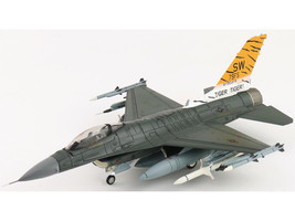 Lockheed F 16CM Fighting Falcon Fighter Aircraft 91 0379 Tiger Tiger 1 79th Fighter Squadron Shaw Air Force Base 2023 United States Air Force Air Power Series 1/72 Diecast Model Hobby Master HA38066