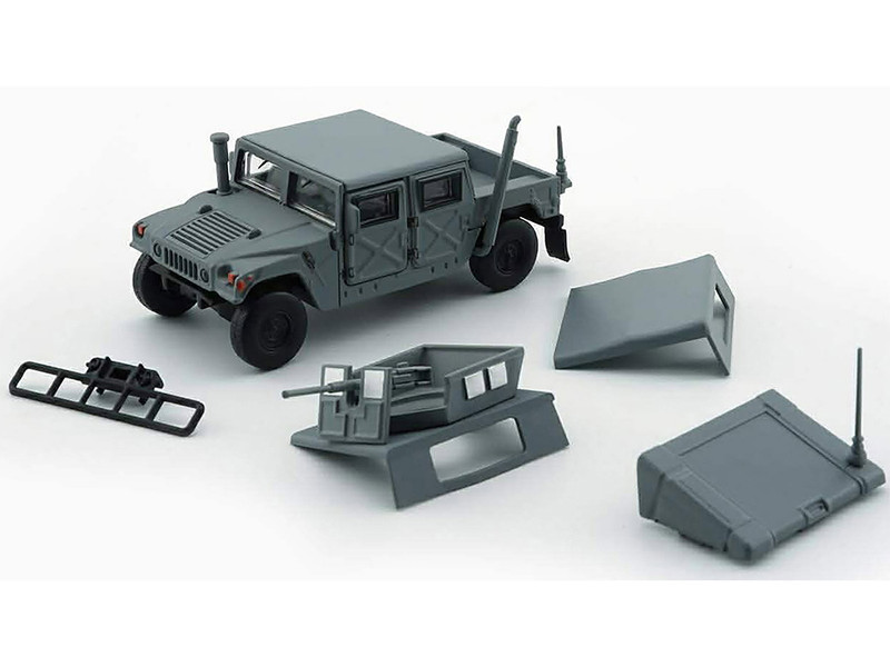 HUMVEE 4 CT Military Vehicle Matt Gray with Alternative Tops 1/64 Diecast Model Car BM Creations 64B0461