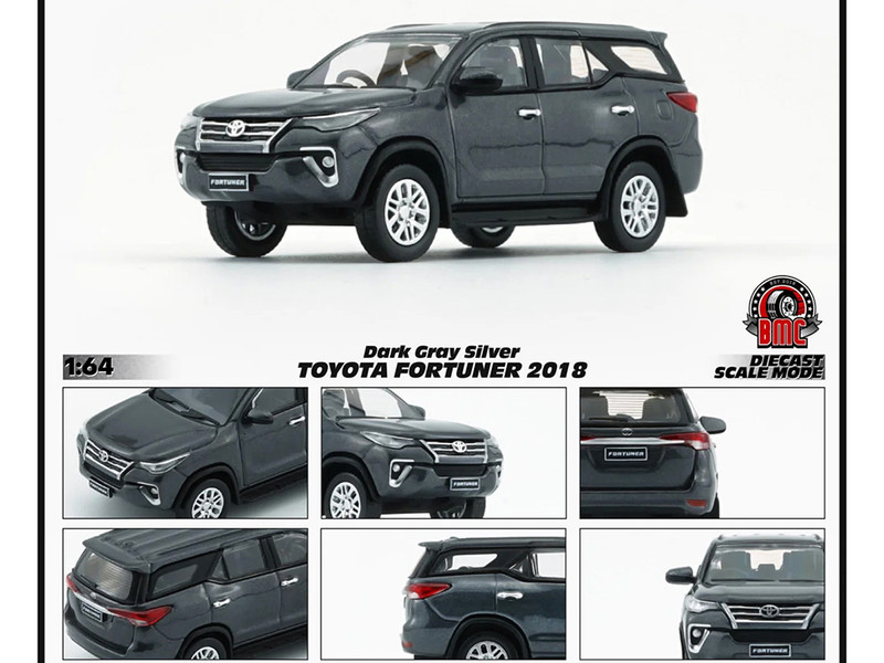 2018 Toyota Fortuner Dark Silver Metallic 1/64 Diecast Model Car BM Creations 64B0476