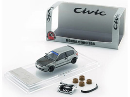 Honda Civic EG6 RHD Right Hand Drive Raw Metal with Carbon Hood with Alternates 1/64 Diecast Model Car BM Creations 64B0492