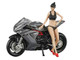 2022 MV Agusta F3 Rosso Motorcycle Silver Metallic with Figure 1/64 Diecast Model CM Model CM64-F3ROSSO-02