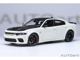 Dodge Charger SRT Hellcat Redeye Knuckle White with Matt Black Hood and Top 1/18 Model Car Autoart 71751