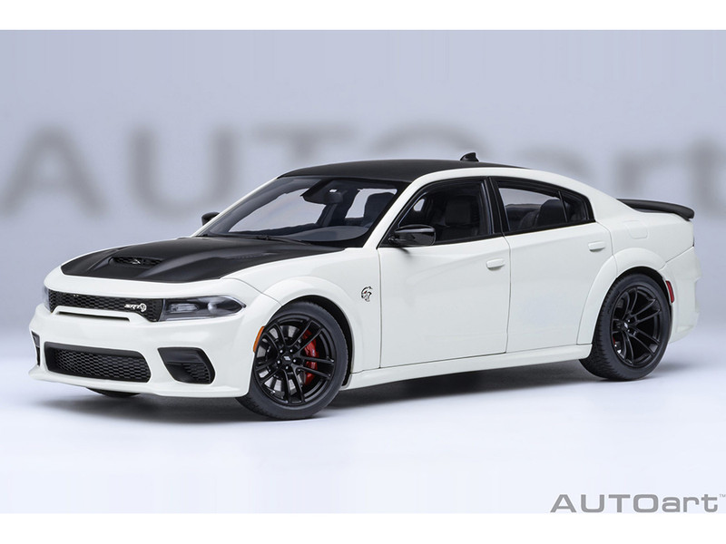 Dodge Charger SRT Hellcat Redeye Knuckle White with Matt Black Hood and Top 1/18 Model Car Autoart 71751