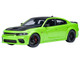 Dodge Charger Scat Pack Widebody Sublime Green with Matt Black Hood and Top 1/18 Model Car Autoart 71758