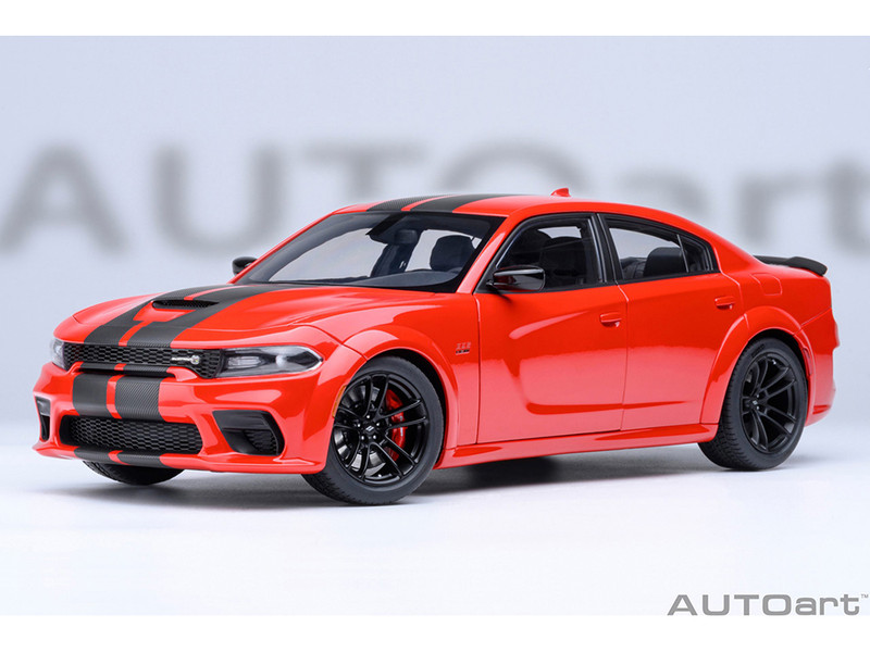 Dodge Charger Scat Pack Widebody Torred with Carbon Stripes 1/18 Model Car Autoart 71759