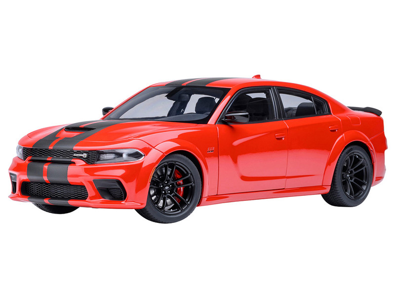 Dodge Charger Scat Pack Widebody Torred with Carbon Stripes 1/18 Model Car Autoart 71759