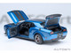 2023 Dodge Challenger SRT Super Stock Frostbite Blue Metallic with Carbon Stripes 1/18 Model Car Autoart 71767