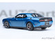 2023 Dodge Challenger SRT Super Stock Frostbite Blue Metallic with Carbon Stripes 1/18 Model Car Autoart 71767