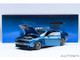 2023 Dodge Challenger SRT Super Stock Frostbite Blue Metallic with Carbon Stripes 1/18 Model Car Autoart 71767