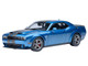 2023 Dodge Challenger SRT Super Stock Frostbite Blue Metallic with Carbon Stripes 1/18 Model Car Autoart 71767