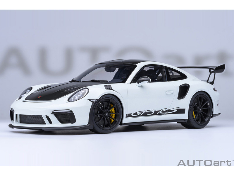 Porsche 911 991 2 GT3 RS Weissach Package White with Carbon Hood and Top 1/18 Model Car Autoart 78176