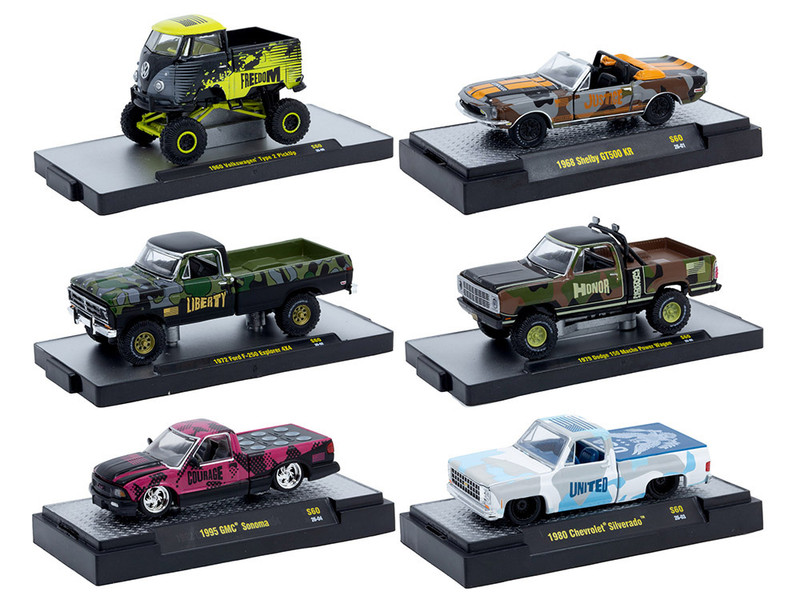 Auto Meets Set of 6 Cars IN DISPLAY CASES Release S60 Limited Edition 1/64 Diecast Model Car M2 Machines 32600-S60
