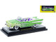 1957 Chevrolet Bel Air Convertible Green Metallic with Flame Graphics and Purple and White Interior Limited Edition to 4050 pieces Worldwide 1/24 Diecast Model Car M2 Machines 40300-139A