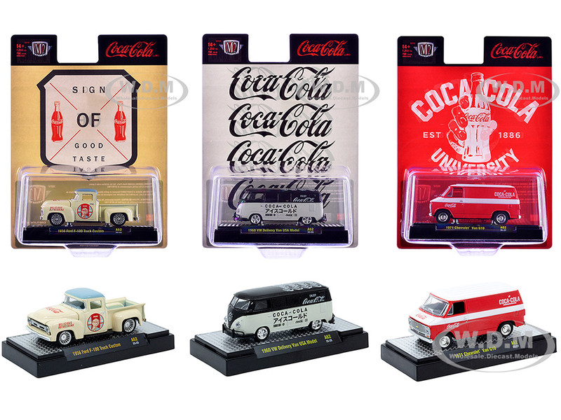 Coca Cola Set of 3 pieces Release 62 Limited Edition to 8000 pieces Worldwide 1/64 Diecast Model Cars M2 Machines 52500-A62