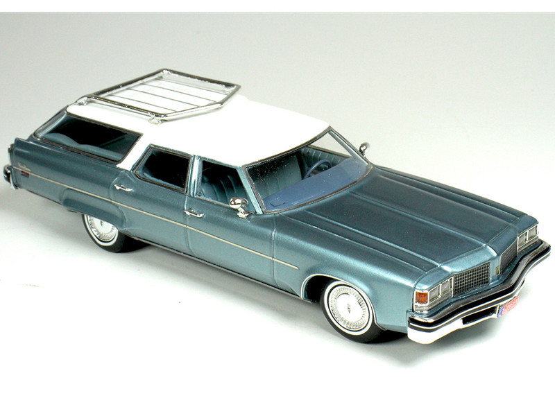1976 Oldsmobile Custom Cruiser Light Blue Metallic with White Top and Blue Interior Limited Edition to 200 pieces Worldwide 1/43 Model Car Goldvarg Collection GC-078B