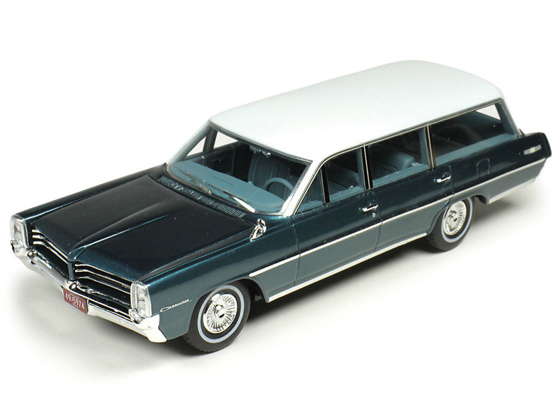 1964 Pontiac Safari Gulfstream Aqua Metallic with White Top and Blue Interior Limited Edition to 200 pieces Worldwide 1/43 Model Car Goldvarg Collection GC-093A