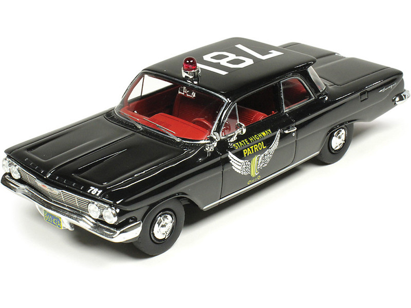1961 Chevrolet Biscayne Ohio State Highway Patrol Black with Red Interior Limited Edition to 150 pieces Worldwide 1/43 Model Car Goldvarg Collection GC-097A