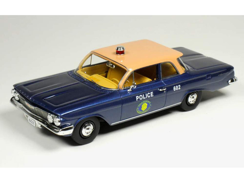 1961 Chevrolet Biscayne Nassau County Police Department Blue Metallic with Beige Top Limited Edition to 150 pieces Worldwide 1/43 Model Car Goldvarg Collection GC-097B