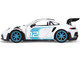 Porsche 911 GT3 RS 992 #12 White with Blue Stripes and Carbon Top Hyper Spec Series 1/24 Diecast Model Car Jada 36494