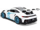 Porsche 911 GT3 RS 992 #12 White with Blue Stripes and Carbon Top Hyper Spec Series 1/24 Diecast Model Car Jada 36494
