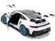Porsche 911 GT3 RS 992 #12 White with Blue Stripes and Carbon Top Hyper Spec Series 1/24 Diecast Model Car Jada 36494
