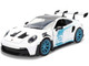 Porsche 911 GT3 RS 992 #12 White with Blue Stripes and Carbon Top Hyper Spec Series 1/24 Diecast Model Car Jada 36494