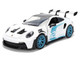 Porsche 911 GT3 RS 992 #12 White with Blue Stripes and Carbon Top Hyper Spec Series 1/24 Diecast Model Car Jada 36494
