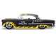 1955 Chevrolet Bel Air BTM Social Club Matt Black with Flames Bigtime Muscle Series 1/24 Diecast Model Car Jada 36606