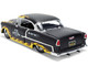 1955 Chevrolet Bel Air BTM Social Club Matt Black with Flames Bigtime Muscle Series 1/24 Diecast Model Car Jada 36606