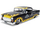 1955 Chevrolet Bel Air BTM Social Club Matt Black with Flames Bigtime Muscle Series 1/24 Diecast Model Car Jada 36606