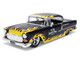 1955 Chevrolet Bel Air BTM Social Club Matt Black with Flames Bigtime Muscle Series 1/24 Diecast Model Car Jada 36606