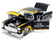 1955 Chevrolet Bel Air BTM Social Club Matt Black with Flames Bigtime Muscle Series 1/24 Diecast Model Car Jada 36606