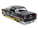 1955 Chevrolet Bel Air BTM Social Club Matt Black with Flames Bigtime Muscle Series 1/24 Diecast Model Car Jada 36606