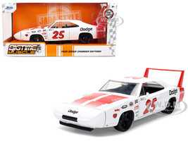 1969 Dodge Charger Daytona #25 White with Red Stripes Bigtime Muscle Series 1/24 Diecast Model Car Jada 36608