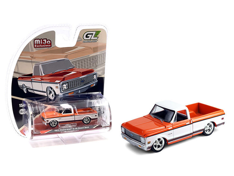 1972 Chevrolet C 10 Short Bed Pickup Truck Orange and White Mijo Exclusives Series 1/64 Diecast Model Car Greenlight GL-1352001
