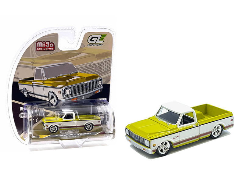 1972 Chevrolet C 10 Short Bed Pickup Truck Mustard Yellow and White Mijo Exclusives Series 1/64 Diecast Model Car Greenlight GL-1352002