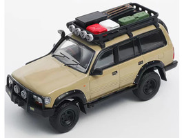 Toyota Land Cruiser 80 RHD Right Hand Drive Beige with Roof Rack and Accessories 1/64 Diecast Model Car GCD KS-014-631