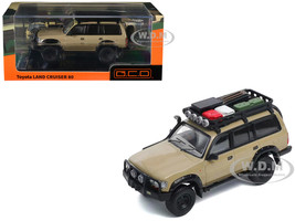 Toyota Land Cruiser 80 RHD Right Hand Drive Beige with Roof Rack and Accessories 1/64 Diecast Model Car GCD KS-014-631