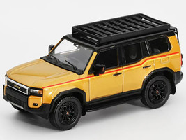 2024 Toyota Land Cruiser Prado Gold Metallic with Red Stripes and Roof Rack 1/64 Diecast Model Car GCD KS-075-580