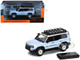 2024 Toyota Land Cruiser Prado Light Blue with White Top and Stripes with Roof Rack and Accessory 1/64 Diecast Model Car GCD KS-075-581