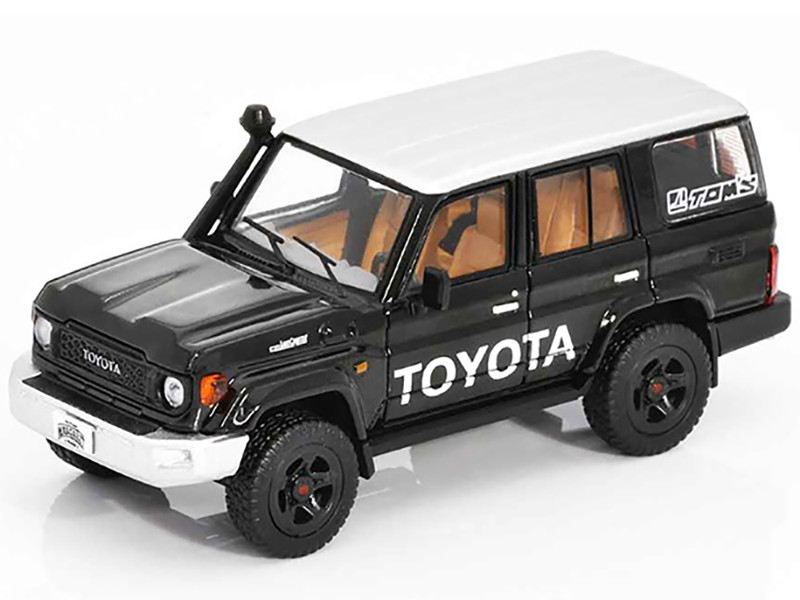 Toyota Land Cruiser J76 Black with Silver Metallic Top 1/64 Diecast Model Car GCD KS-081-638